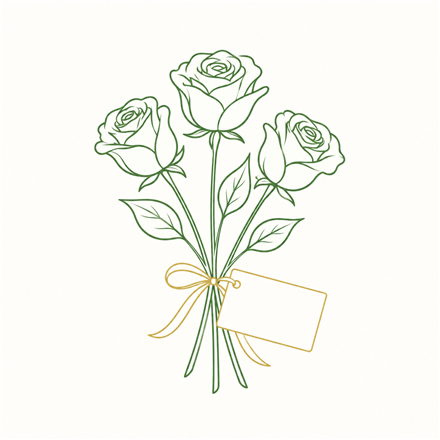 Disegno di rose e un biglietto